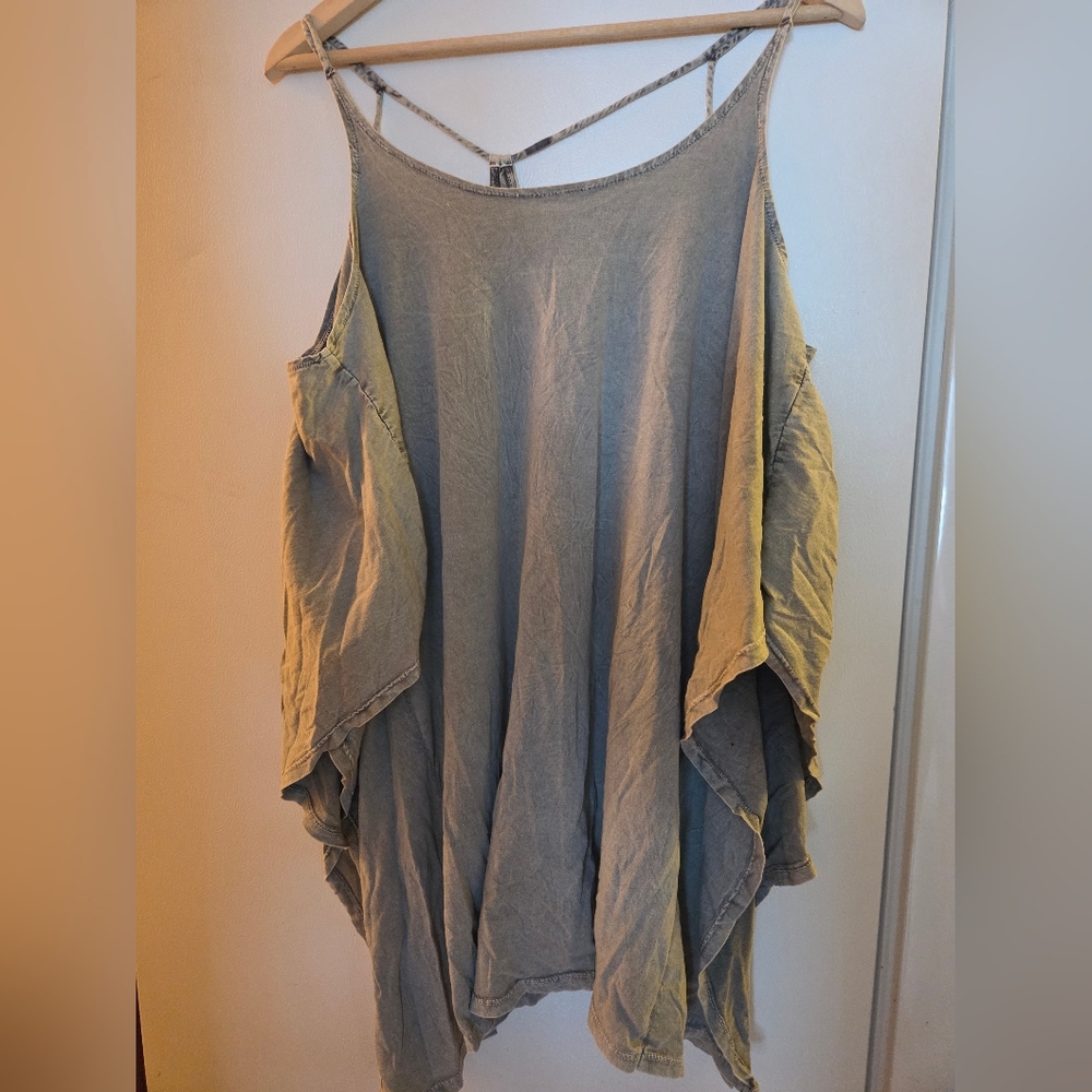 Cold Shoulder Mineral Wash Kaftan Style Tunic